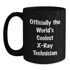 Funny X-Ray Technician Gifts from Friends for Christmas Unique Mugs, Officially The World's Coolest X-ray Technician Black Coffee Mug, X-Ray Technician Lover - Main