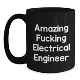 Funny Electrical Engineer Gifts from Friends for Birthday - Amazing 'Wow' Quote Black Coffee Mug - Main