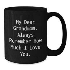 Grandmom Love Gifts from Family Members - Funny Quote Black Coffee Mug, Perfect for Christmas Unique Presents - Additional