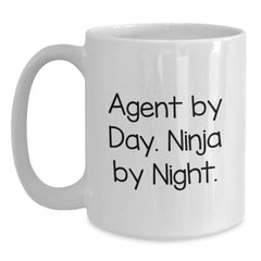 Agent By Day Ninja By Night White Coffee Mug Funny Agent Gifts for Graduation - Main