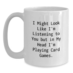 Fun Funny Card Games Gifts for Men Women Friends from, White Coffee Mug for Card Game Lovers, Christmas Unique Card Games Humor Quote Mug - Main