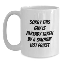 Funny Priest Gift from Friends, Unique White Coffee Mug for Priest, Christmas Unique Presents - Main