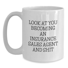 Funny Insurance Sales Agent Gifts for Him, White Christmas Unique Coffee Mug with Inspirational Quote - Main