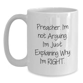 Funny Preacher Gift for Him, Unique White Coffee Mug with Inspirational Quote, Gifts from Friends or Family for Christmas - Main