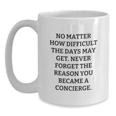 Concierge Gifts from Friends, Inspirational White Coffee Mug for Birthday, Never Forget Your Reason, Gifts for Concierge - Main