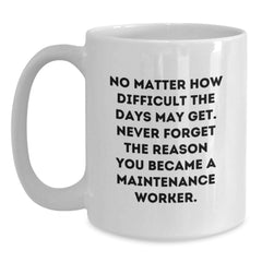 Inspirational Maintenance Worker Gifts, Funny Quote Coffee Mug, Gifts from Men, Women, Family, Friends - White 11oz/15oz Ceramic, Microwave Dishwasher Safe - Main