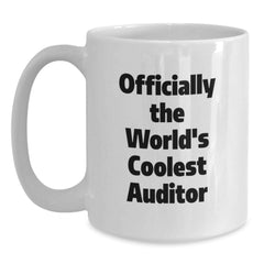 Funny Gifts from Friends for Auditors, Officially The World's Coolest Auditor White Coffee Mug, Great Christmas Unique - Main