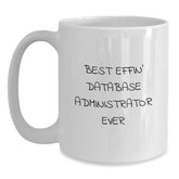 Funny Database Administrator Gifts from Friends - Best Effin' White Coffee Mug for Graduation - Main