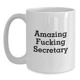 Funny Secretary Birthday Unique Gifts from Friends - Amazing Humorous Quote on White Coffee Mug, 11oz or 15oz, Ceramic, Microwave & Dishwasher Safe - Main