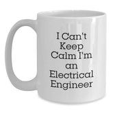 Funny Electrical Engineer Gifts for Men - I Can't Keep Calm White Coffee Mug, Christmas Unique Presents from Friends - Main