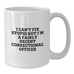 Funny Correctional Officer Gifts from Friends - I Can't Fix Stupid But I'm A Fairly Decent Correctional Officer Christmas Unique Mugs for Correctional Officer Men - Additional