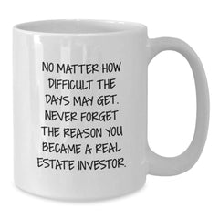 Unique Christmas Unique Gifts from Friends to Real Estate Investor Men - Funny Real Estate Investor Quote on White Ceramic Coffee Mug - Additional