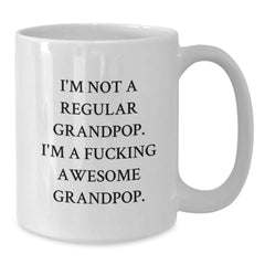 Funny Grandpop Gifts for Men, I'm Not A Regular Grandpop, Unique Birthday Mug Ideas for Dad, White Coffee Mugs from Grandchildren - Additional