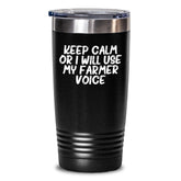 Funny Farmer Gifts for Men, Women, and Friends - 'Keep Calm Or I Will Use My Farmer Voice' Christmas Unique Tumblers - Main