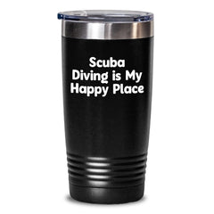Scuba Diving Enthusiast Gifts from Friends - Scuba Diving Is My Happy Place Funny Tumbler for Scuba Diving Lovers on Valentine's - Main