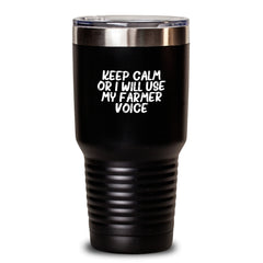 Funny Farmer Gifts for Men, Women, and Friends - 'Keep Calm Or I Will Use My Farmer Voice' Christmas Unique Tumblers - Main