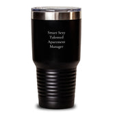 Funny Apartment Manager Gifts from Friends - 'Smart Sexy Talented' Tumbler for Graduation, Black 20oz/30oz Vacuum Insulated Stainless Steel - Main