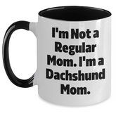 Dachshund Mom Funny Two Tone Coffee Mug Gifts for Family Friends from Mom to Graduation - Main