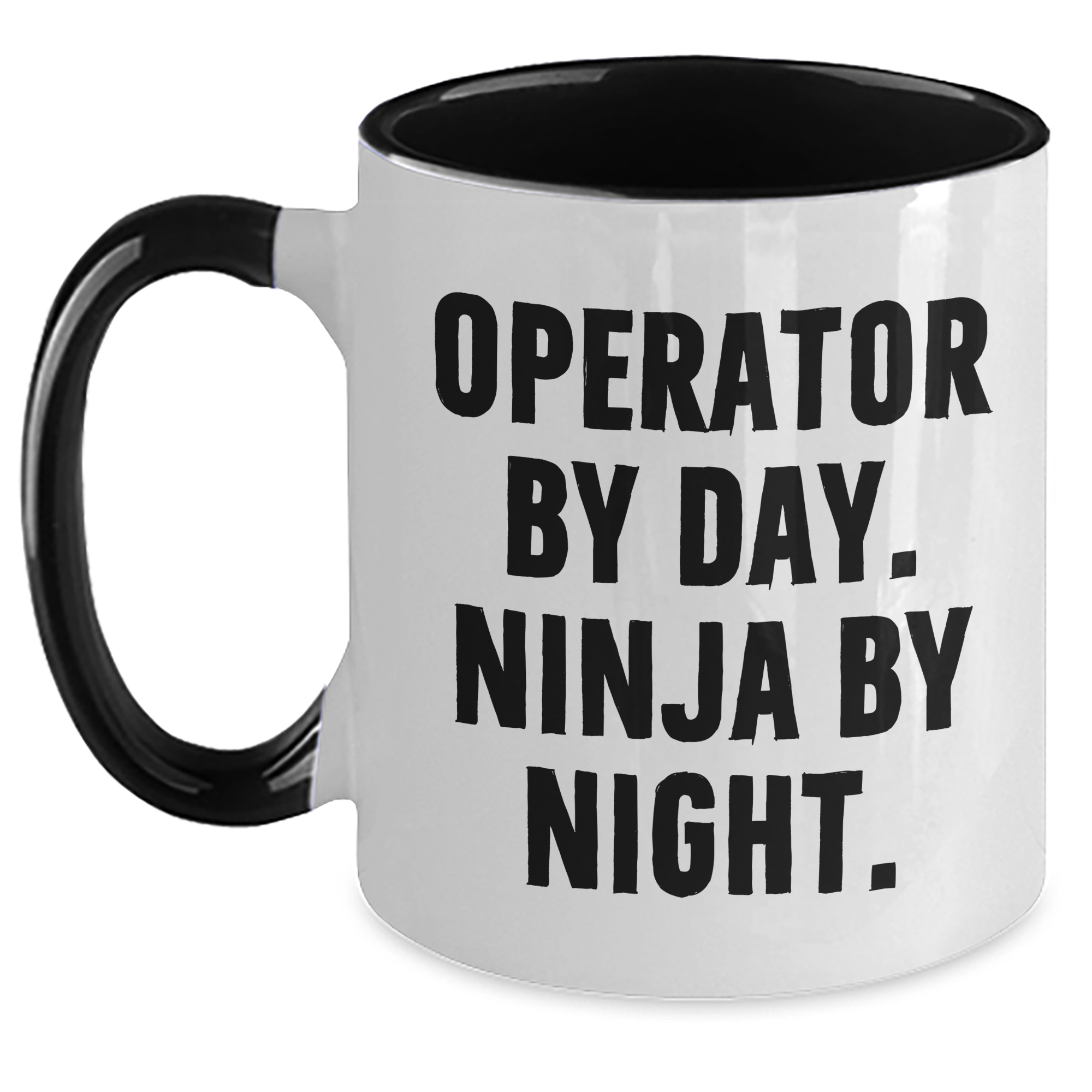 Operator Gifts, Operator By Day. Ninja By Night., Two Tone Coffee Mug, Funny Quote, Gifts from Men, Gifts for Operator - Main