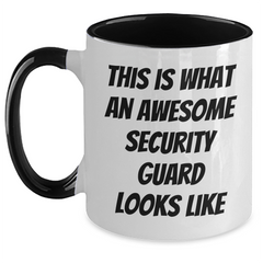Funny Security Guard Gifts for Men from Coworkers - This Is What An Awesome Security Guard Looks Like Two Tone Coffee Mug, Perfect Graduation Unique Gifts for Him - Main