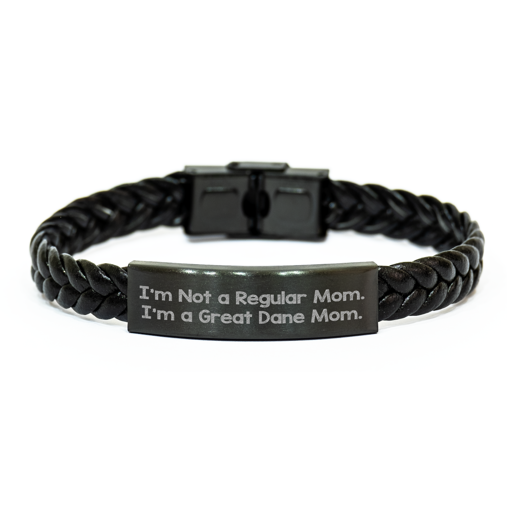 Funny Great Dane Mom Interlaced Leather Bracelets for Dad's Special Day Gifts from Friends, Family, or Coworkers - Image 1