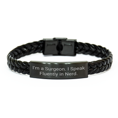 Unique Surgeon Gifts, Funny Quote Interlaced Leather Bracelet, Gifts from Men, for Surgeon Father's Day Unique Gifts - Image 1