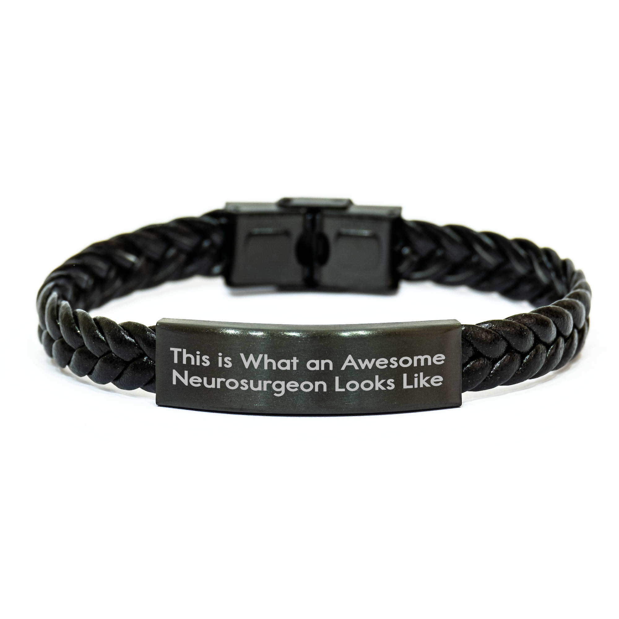 Inspiring Neurosurgeon Gifts from Friends - Interlaced Leather Bracelet for Graduation, 'This Is What An Awesome Neurosurgeon Looks Like', Perfect for Men or Women - Image 1