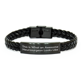 Inspiring Neurosurgeon Gifts from Friends - Interlaced Leather Bracelet for Graduation, 'This Is What An Awesome Neurosurgeon Looks Like', Perfect for Men or Women - Image 1