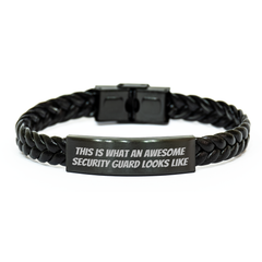Security Guard Inspirational Gifts from Friends to Awesome Security Guards, Interlaced Leather Bracelet for Graduation, This Is What An Awesome Security Guard Looks Like - Image 1
