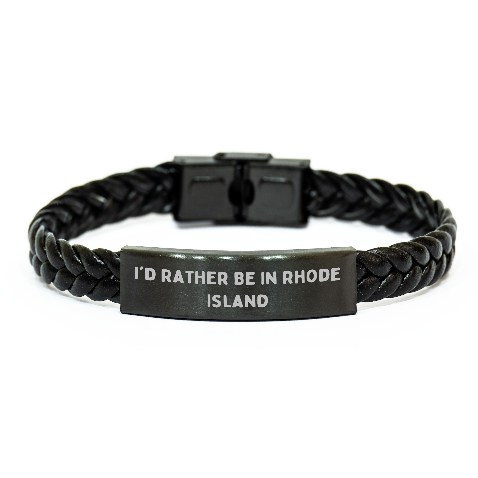 I'd Rather Be in Rhode Island, Interlaced Leather Graduation Gifts for Men from Friends, Family, Coworkers, Unique Presents - Image 1