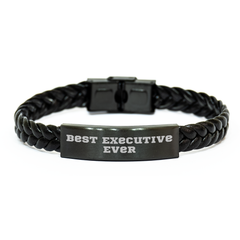 Inspirational Executive Gifts for Best Ever, Interlaced Leather Bracelet for Men, Graduation Unique Gifts from Friends - Image 1