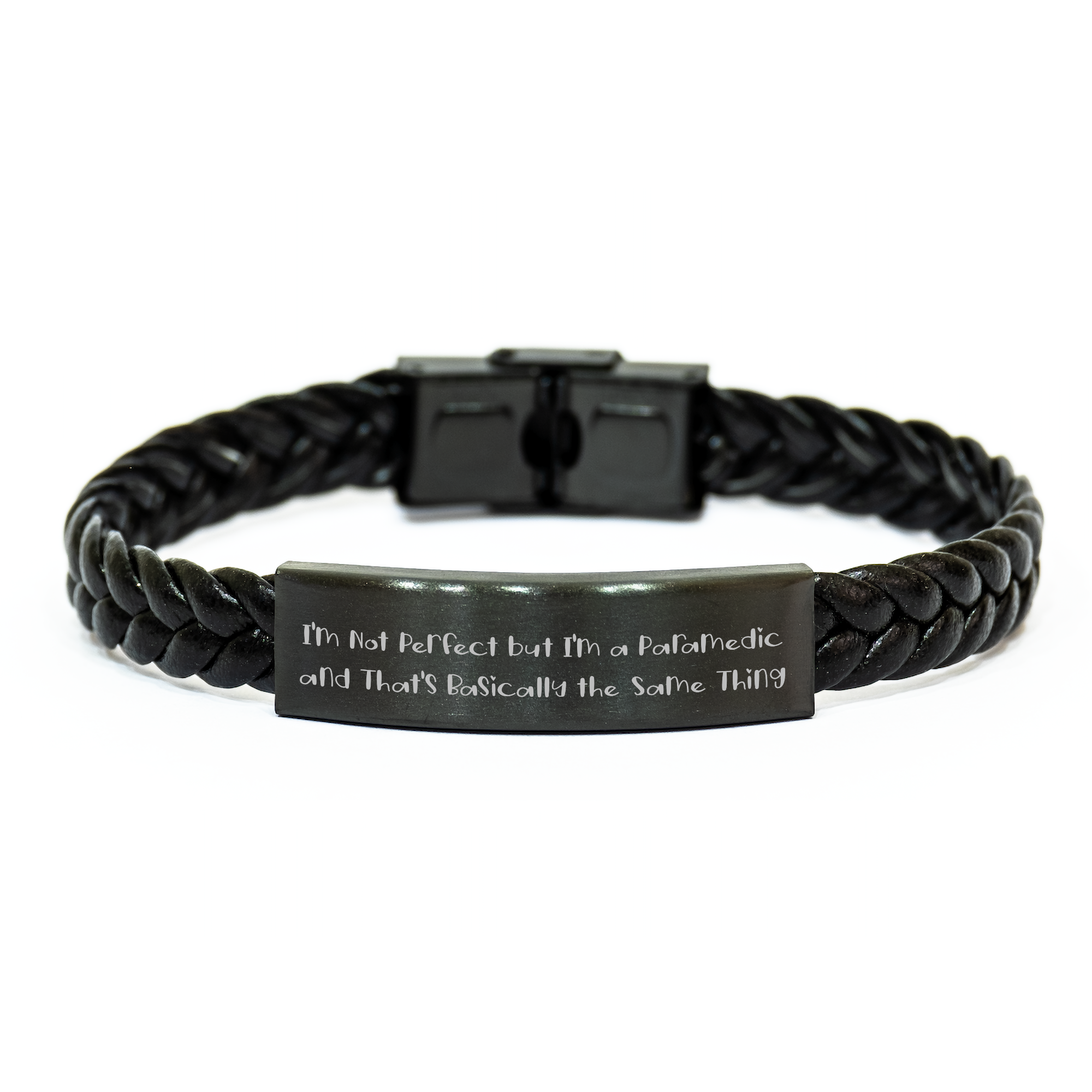 Rescue Worker Humor Interlaced Leather Bracelet, Funny Quote Gifts from Men to Rescue Worker Dads for Father's Day - Image 1