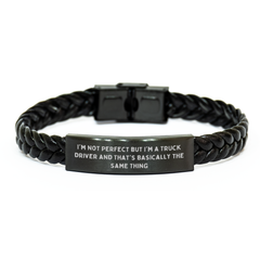 Funny Truck Driver Gifts from Men, Unique Interlaced Leather Bracelet for Father's Day - Image 1