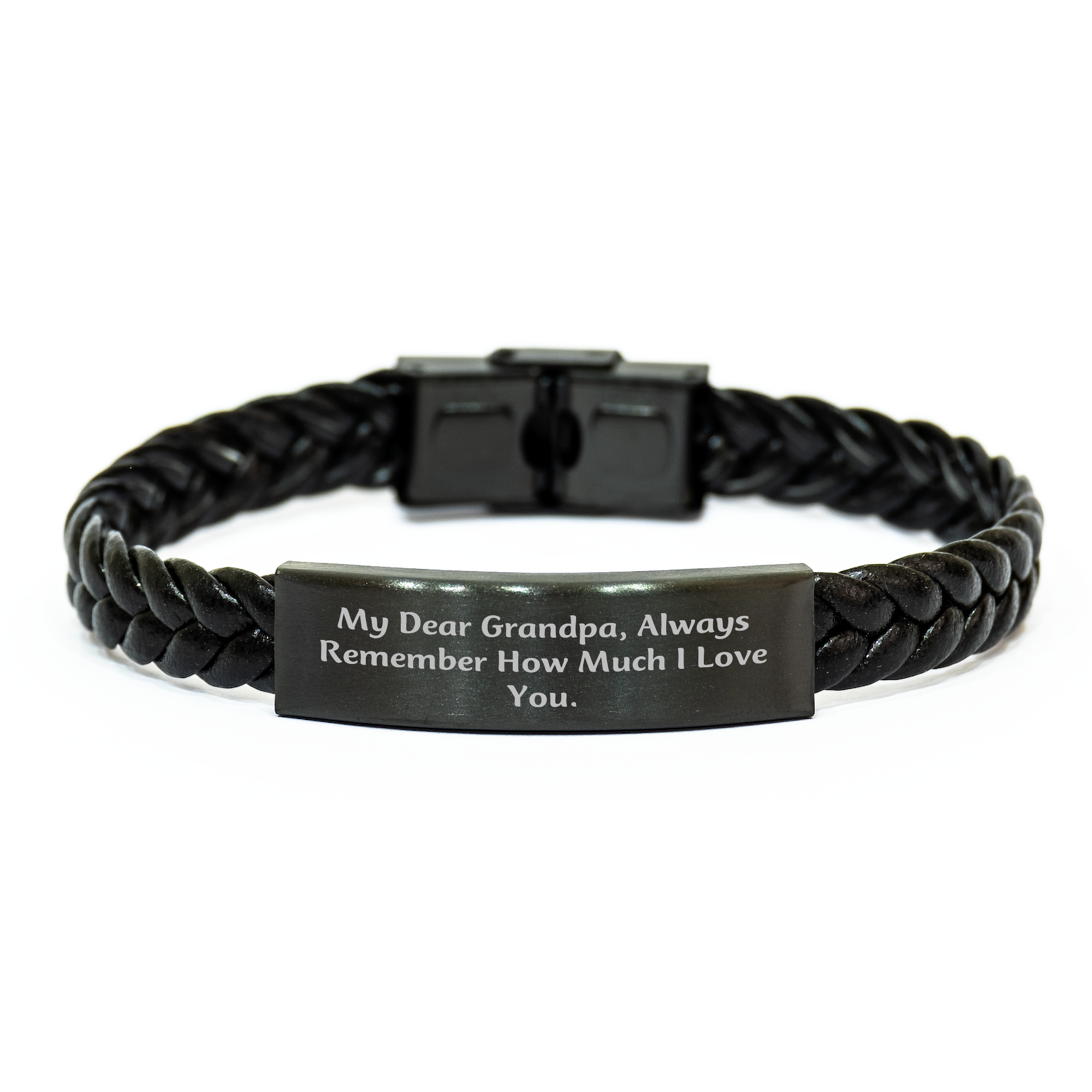 Inspirational Grandpa Gifts from Men to Grandpa, Interlaced Leather Bracelet for Graduation, 'My Dear Grandpa, Always Remember How Much I Love You.' - Image 1