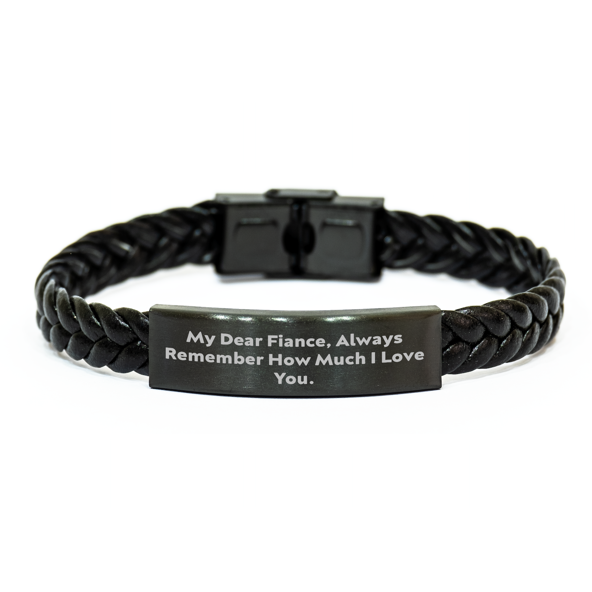 Fiance Gifts from Men, Interlaced Leather Bracelet for Fiance with Inspirational Quote, Graduation Unique Gifts to Remember How Much I Love You. - Image 1