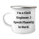 Civil Engineer Gifts, Camping Mug, Funny Quote, Gifts from Friends, Gifts for Civil Engineer - 12 oz Stainless Steel Enamel Mug, Perfect for Father's Day - Image 1