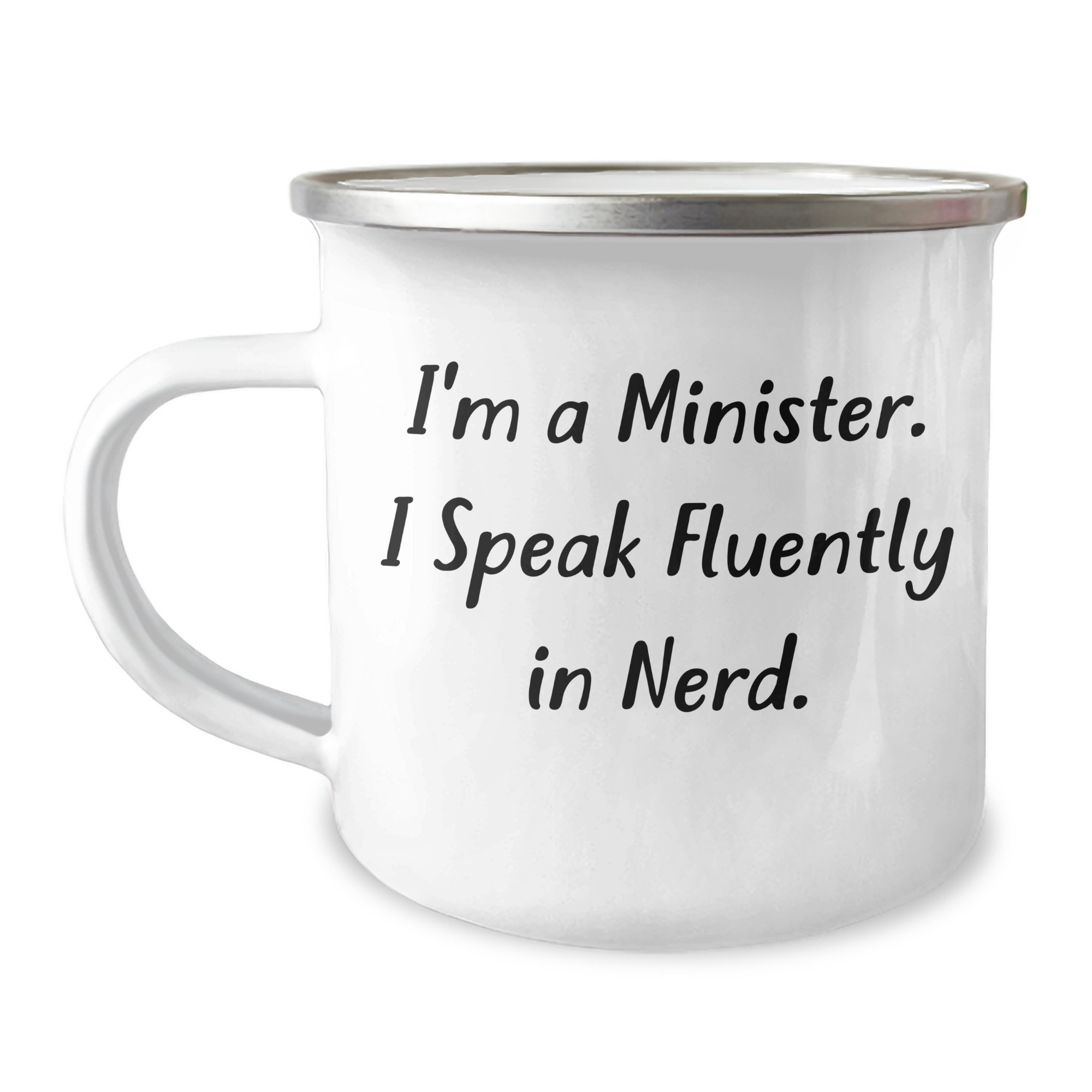 Funny Minister Gifts, 'I'm A Minister. I Speak Fluently In genius.' Camping Mug for Father's Day, Gifts from Men to Minister - Image 1