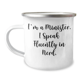 Minister Gifts, Funny Camping Mug for Him - 'I'm A Minister. I Speak Fluently In genius.' - Unique Father's Day Unique Gift from Friends - Image 1