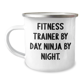 Fitness Trainer Gifts from Men - Funny Camping Mug for Fitness Trainers By Day. Ninja By Night. - Father's Day Unique Gifts - Image 1
