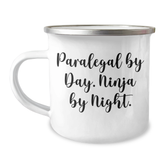 Paralegal Ninja Gifts from Friends and Family - Funny Camping Mug for Men - 'Paralegal By Day. Ninja By Night.' - Image 1