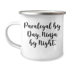 Paralegal Ninja Gifts from Friends and Family - Funny Camping Mug for Men - 'Paralegal By Day. Ninja By Night.' - Image 1