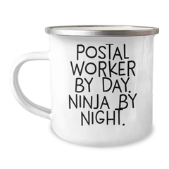 Gifts from Friends for Postal Workers, Postal Worker By Day. Ninja By Night. Inspired Camping Mug for Graduation - Image 1