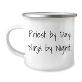 Priest Gifts by Day, Ninja by Night Funny Camping Mug for Him, Her, or Friend, Gifts from Family, Coworkers, and Friends for Graduation - Image 1
