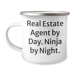 Real Estate Agent Ninja Mugs for Father's Day Unique Gifts from Men to Real Estate Agent Friends - Camping Mug with Inspirational Quote Real Estate Agent By Day. Ninja By Night. - Image 1