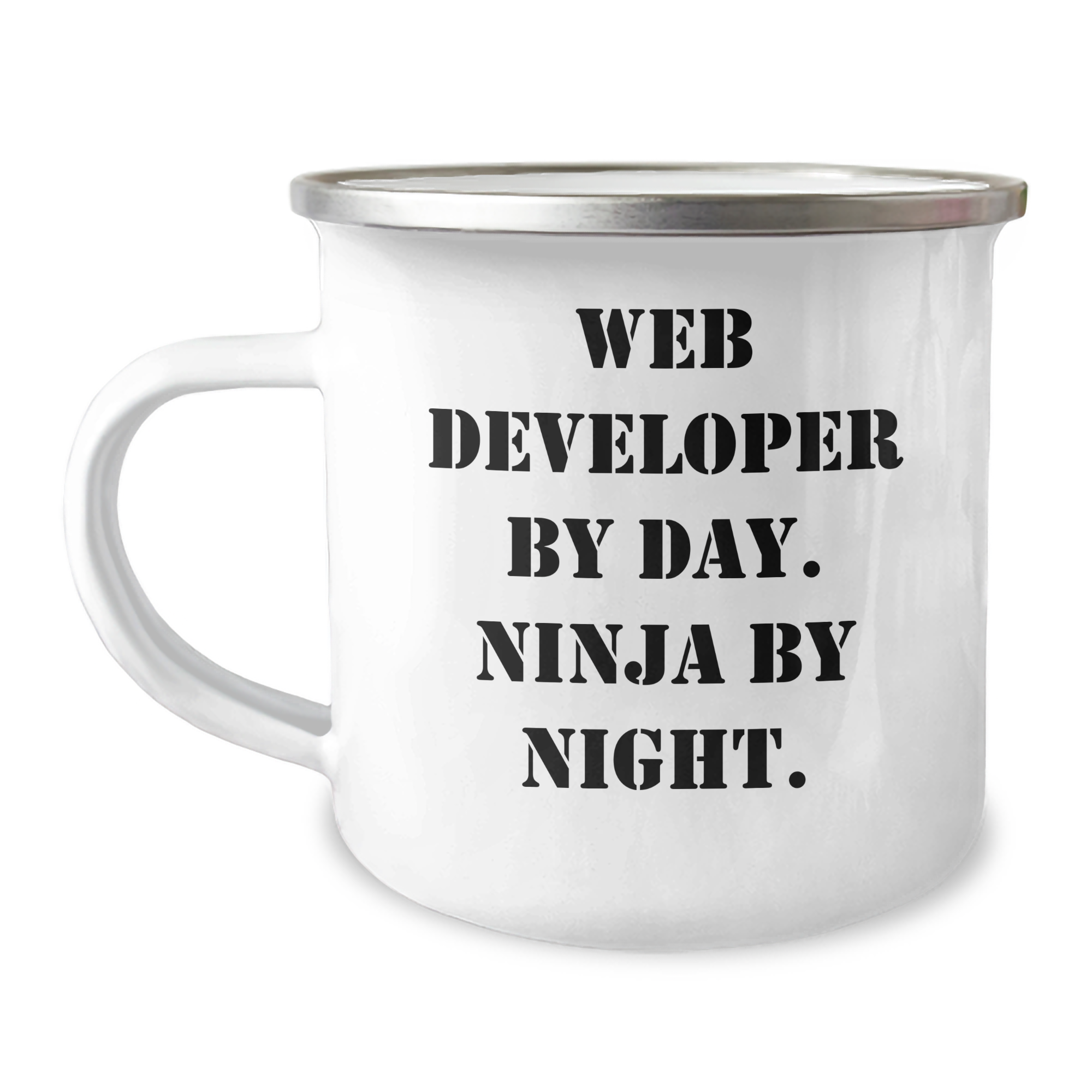 Unique Web Developer Gifts from Friends, Coworkers, or Family - Web Developer By Day. Ninja By Night. - Graduation Camping Mug, 12 oz - Image 1
