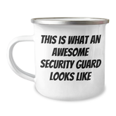 Security Guard Gifts for Men from Family - Funny Quote Camping Mug, 12 oz Stainless Steel with Enamel Finish, Perfect Graduation Unique Gifts - Image 1