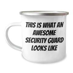 Security Guard Gifts for Men from Family - Funny Quote Camping Mug, 12 oz Stainless Steel with Enamel Finish, Perfect Graduation Unique Gifts - Image 1