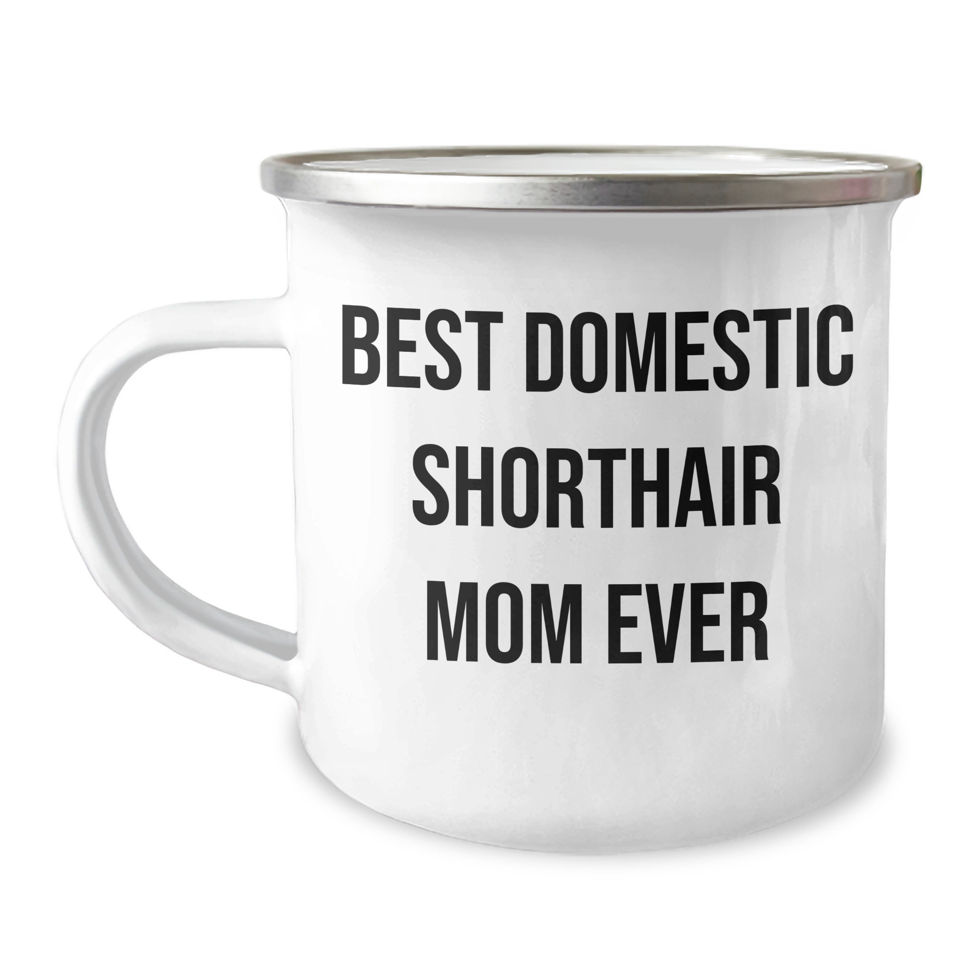 Funny Domestic Shorthair Cat Mom Gifts for Dad on Father's Day - Camping Mug with Enamel Finish - Image 1