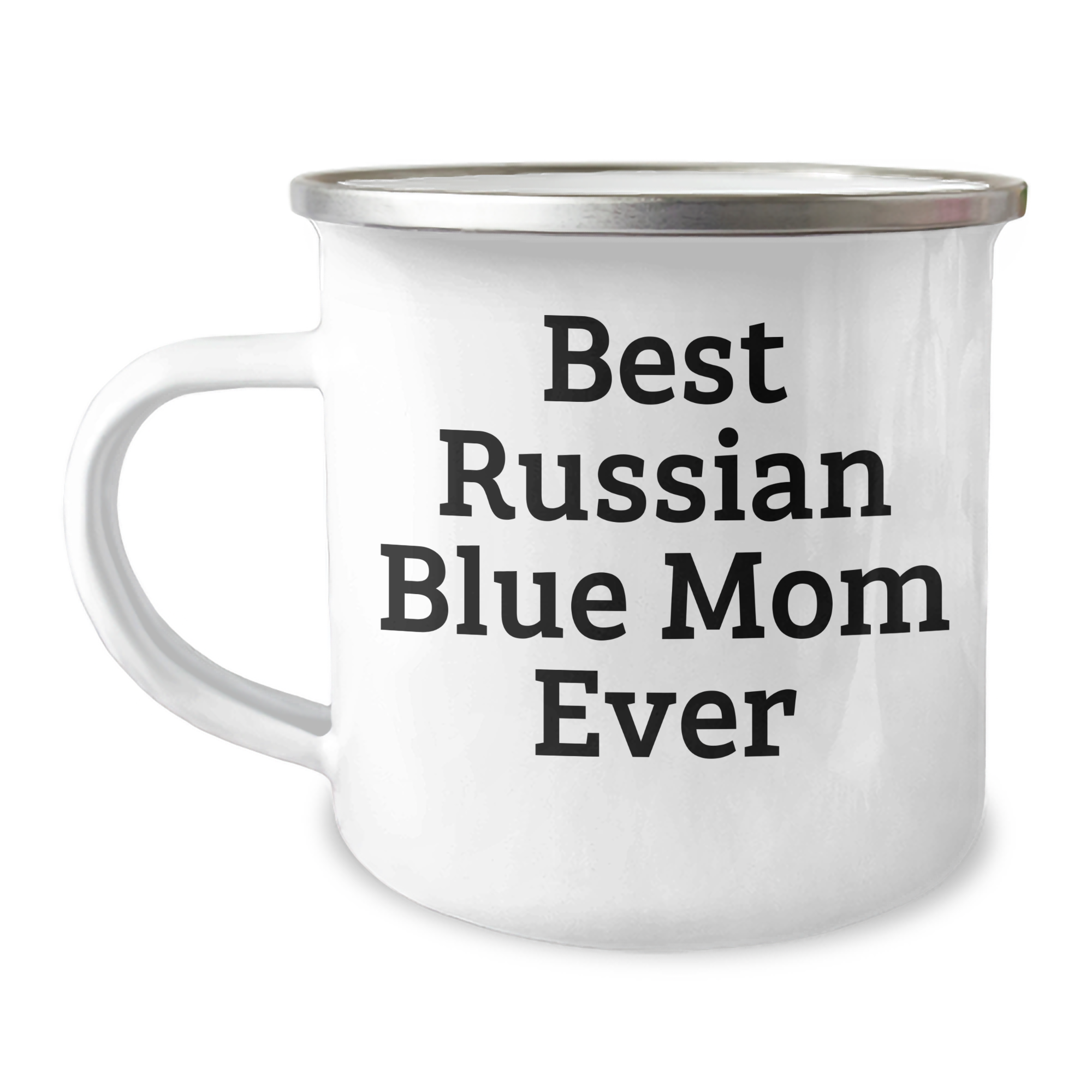 Funny Russian Blue Cat Mom Gifts for Dad - Best Russian Blue Mom Ever Camping Mug, 12 oz Stainless Steel with Enamel Finish, Gifts from Men to Russian Blue Cat Lovers on Father's Day - Image 1