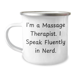 Funny Massage Therapist Gifts from Men - I'm A Massage Therapist. I Speak Fluently In genius. - Camping Mug for Father's Day - Image 1